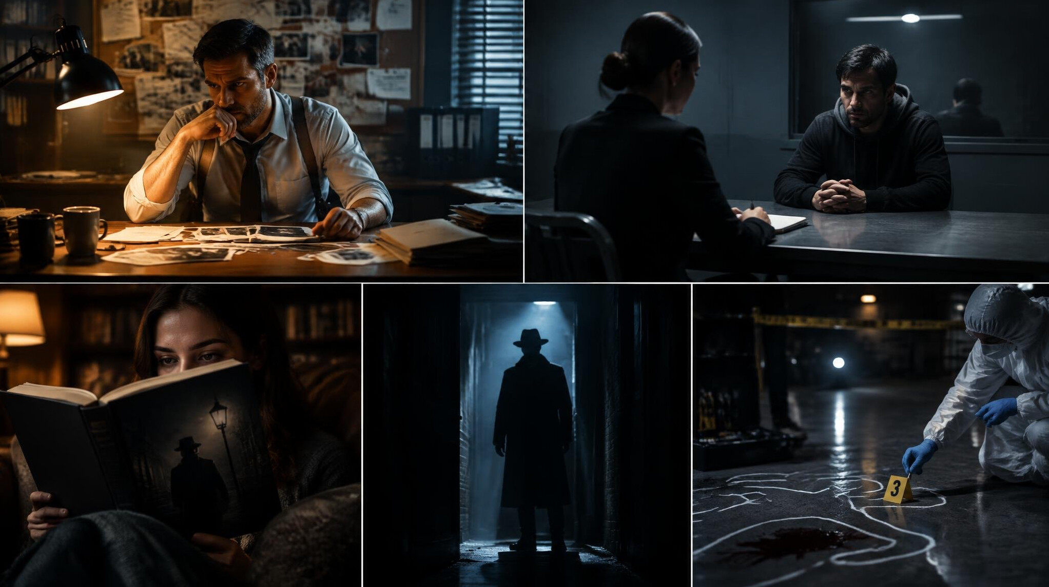 detective thinking in office