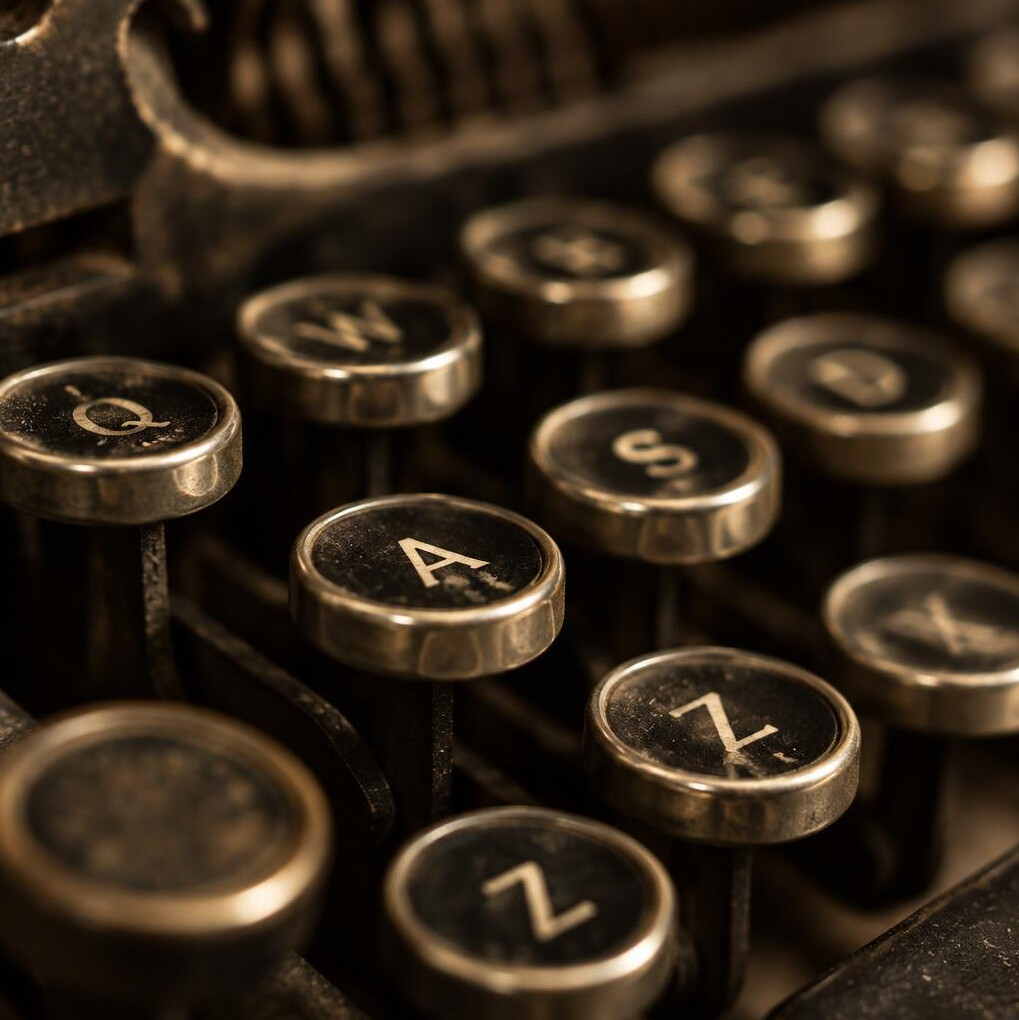 Close-up of vintage typewriter keys